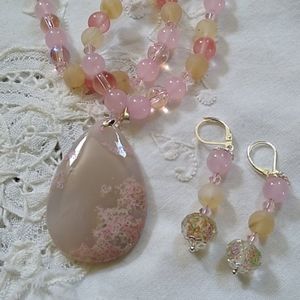 Handmade Necklace Set Scenic Dendritic Agate